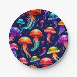 Colorful Jellyfish Paper Plate