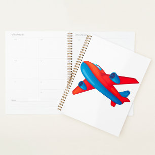 Colorful Jet Airplane Red and Blue Plane Planner