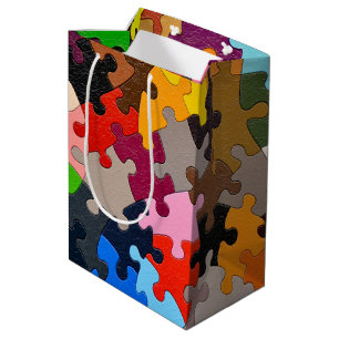 colorful jigsaw puzzle medium gift bag