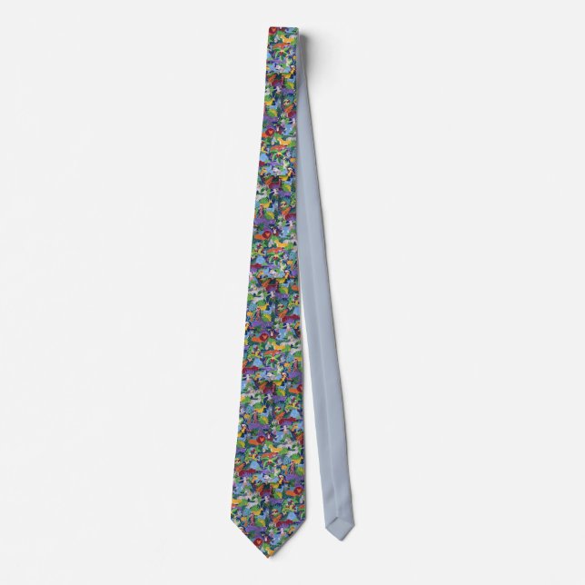 colorful jungle animals tie (Front)