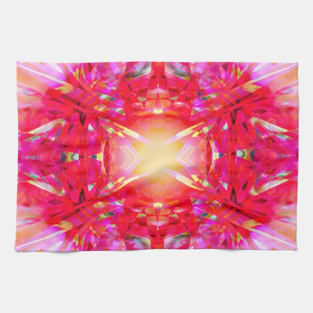 Colorful kaleidoscope pattern tea towel (Horizontal)