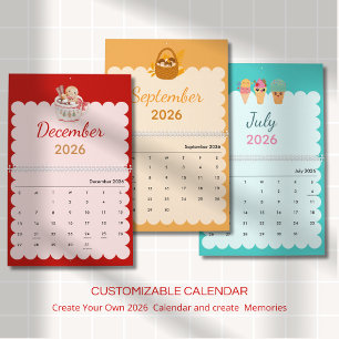 Colorful Kawaii Seasons Each Month Calendar