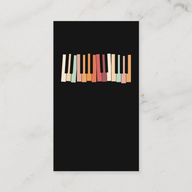 Colorful Keyboard Piano Keys Retro Pianist Business Card (Front)