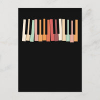 Colorful Keyboard Piano Keys Retro Pianist