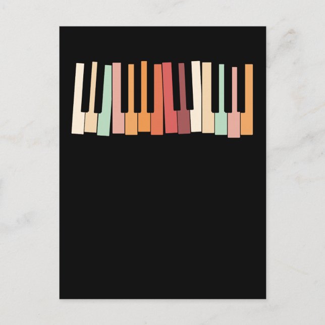 Colorful Keyboard Piano Keys Retro Pianist Postcard (Front)