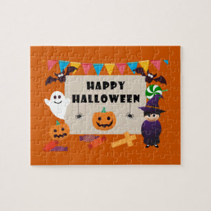Colorful Kids Costume Halloween Party Jigsaw Puzzle