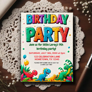 Colorful Kid's Dinosaur Birthday Party  Postcard