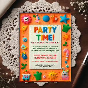 Colorful Kids Felt Birthday Party Invitation Postcard