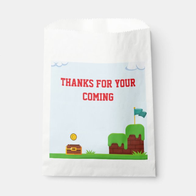 colorful kids video game birthday party Favor Bags (Front)