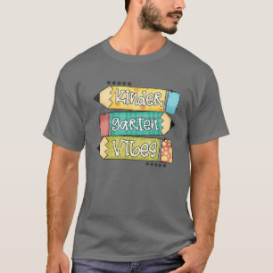 Colorful Kindergarten Vibes Teacher Student Back T T-Shirt