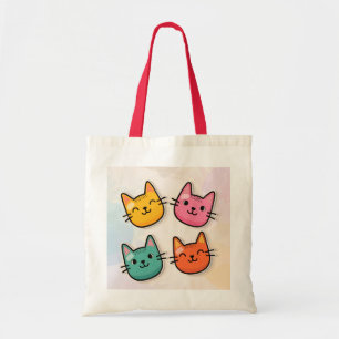 Colorful Kitty Faces Tote Bag