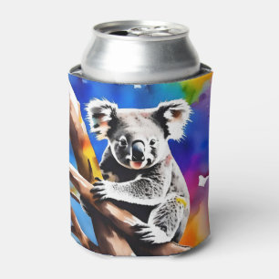Colorful Koala Bear Watercolour Splash, Can Cooler