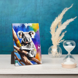 Colorful Koala Bear Watercolour Splash, Plaque