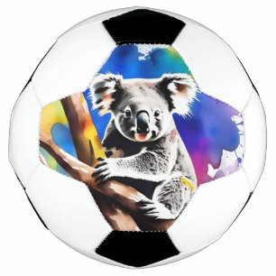 Colorful Koala Bear Watercolour Splash, Soccer Ball