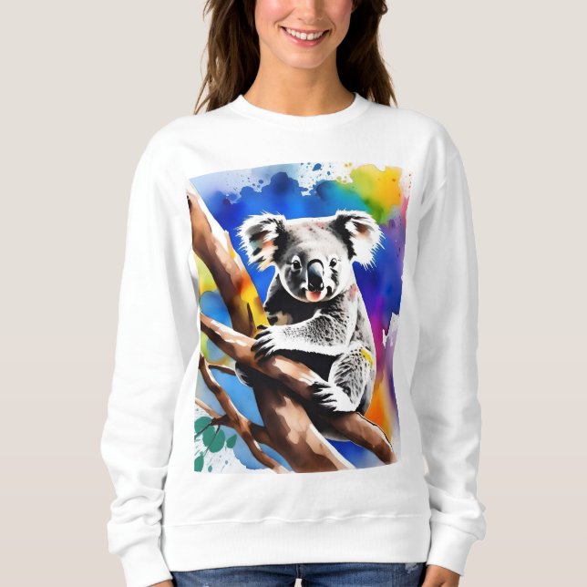 Colorful Koala Bear Watercolour Splash, Sweatshirt (Front)