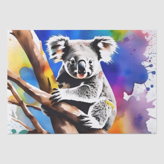 Colorful Koala Bear Watercolour Splash, Tissue Paper (Front)