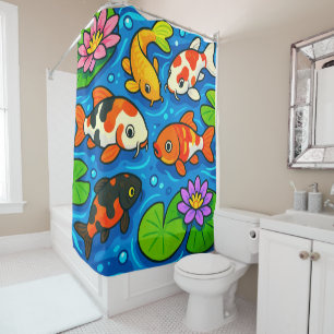 Colorful Koi Fish Shower Curtain