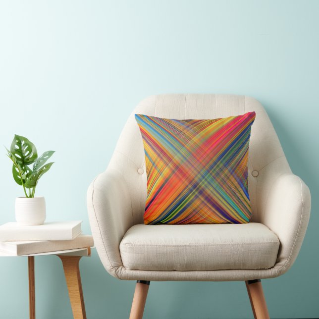 Colorful Kriss Kross Pattern Plaid Cushion (Chair)