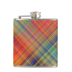 Colorful Kriss Kross Pattern Plaid Hip Flask