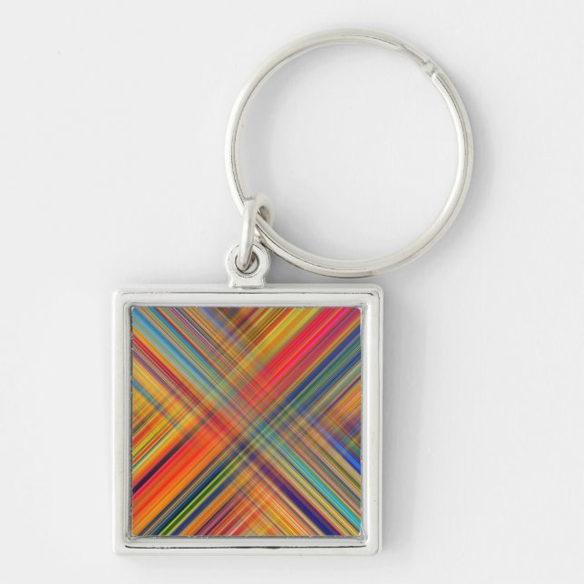 Colorful Kriss Kross Pattern Plaid Key Ring (Front)