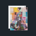 Colorful Lady in Fashion Mixed Media Collage Postcard<br><div class="desc">Digital art by Angelandspot  © 2025</div>