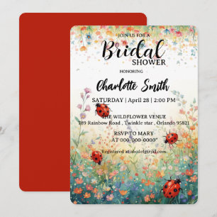 colorful ladybug Watercolor Wildflowers Personaliz Invitation
