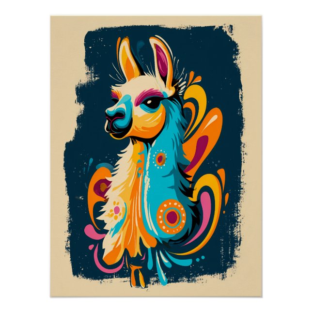 Colorful Lama - Fantasy Illustration Poster (Front)