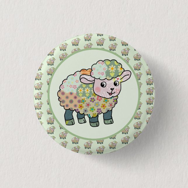 colorful lamb postcard 3 cm round badge (Front)