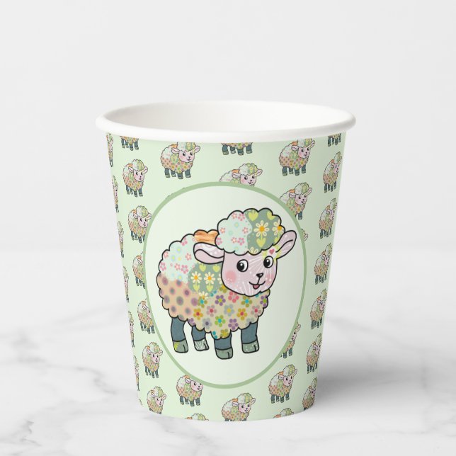 colorful lamb postcard paper cups (Front)