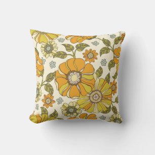 Colorful Large Scale Hand-Drawn Floral vintage Sea Cushion