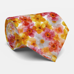 Colorful Layered Daffodils Floral Pattern Tie