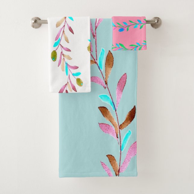 Colorful Leaves Bath Towel Set (Insitu)