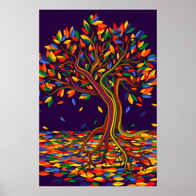 Colorful Leaves Rainbow Tree with Bright Colors Poster (Front)