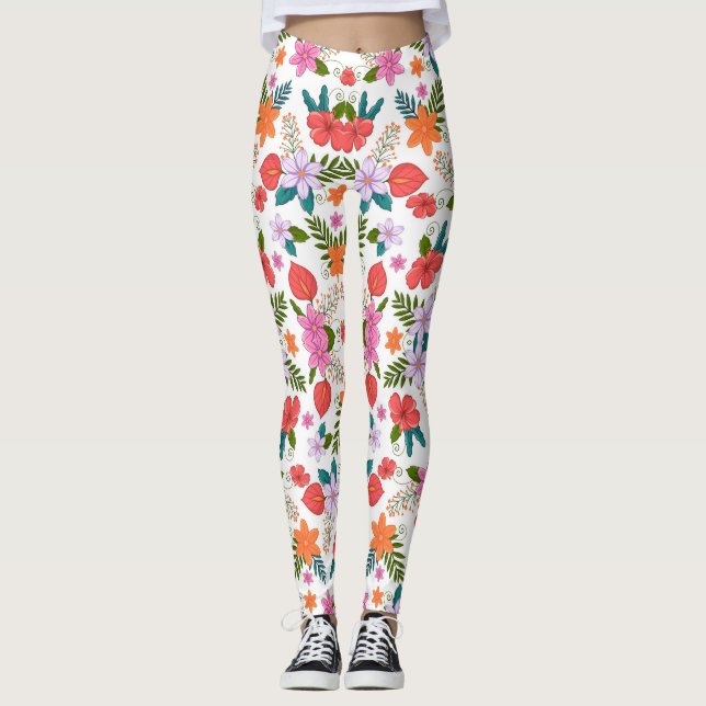 Colorful leggings featuring a vibrant floral  (Front)