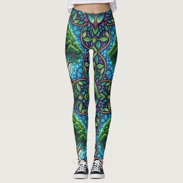 Colorful leggings featuring a vibrant, nature (Front)