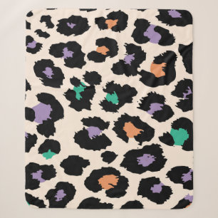 Colorful leopard animal design and backgroundprint sherpa blanket