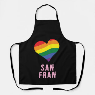 Colorful LGBTQ+ Rainbow HEART Pride Custom TEXT Apron