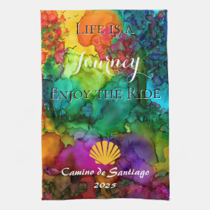 Colorful Life is a Journey Enjoy the Ride Tea Towel