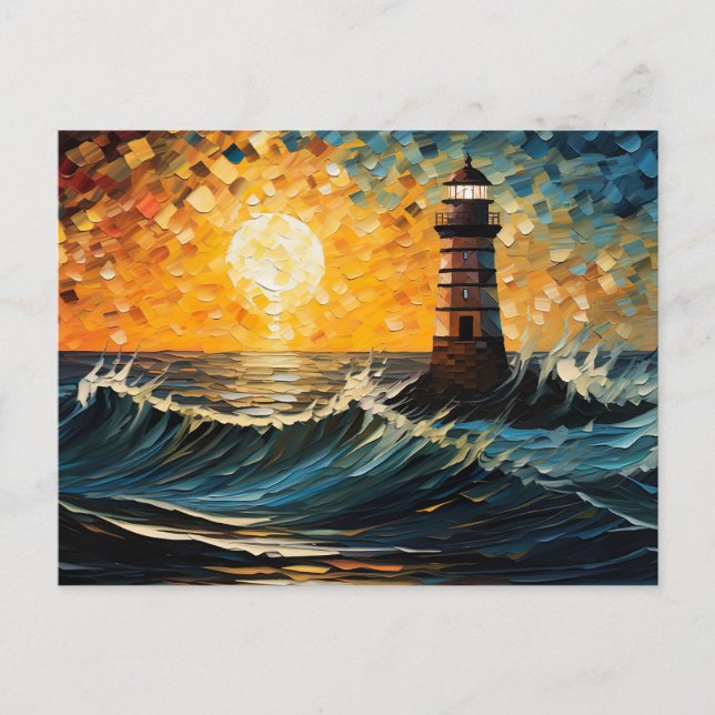 colorful lighthouse maritime landscape postcard (Front)