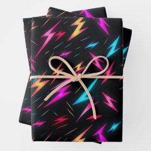 Colorful Lightning Bolt Pattern  Wrapping Paper Sheet