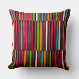 Colorful Lines Wood Blue Orange Pattern Fun Cushion