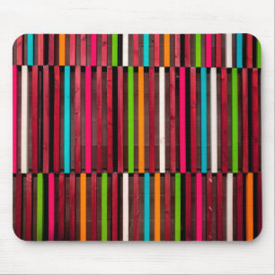 Colorful Lines Wood Blue Orange Pattern Fun Mouse Pad