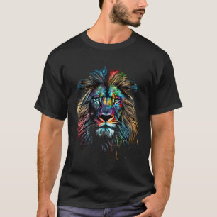 Colorful Lion Face Painting Unique Wildlife Animal T-Shirt