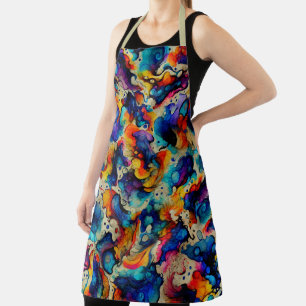 Colorful Liquid Ink Abstraction Apron