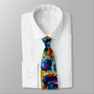 Colorful Liquid Ink Abstraction Tie