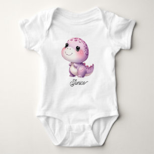 Colorful Little Purple Dinosaur Baby Bodysuit