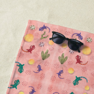 Colorful Lizard – Desert Cactus & Igua Beach Towel
