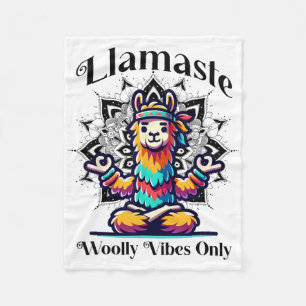 Colorful Llama Meditating For Yoga Lovers  Fleece Blanket