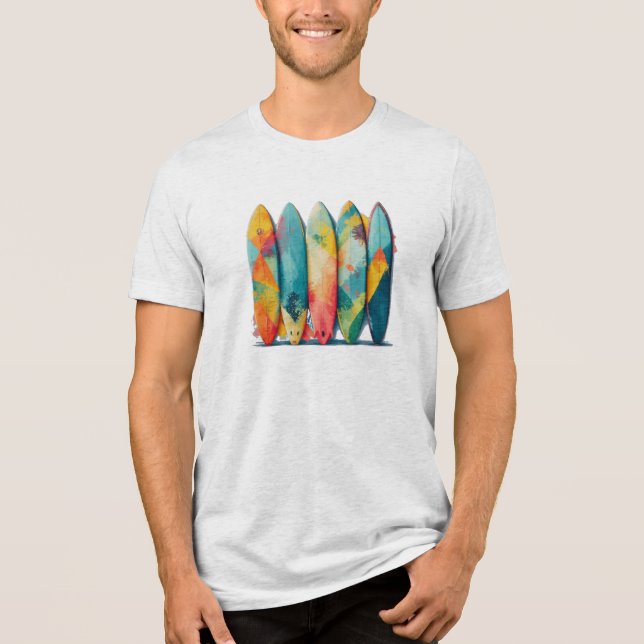 Colorful Long Board T-Shirt Tri-Blend Shirt (Front)