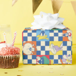 Colorful LOONEY TUNES™ Checker Toss Pattern Wrapping Paper